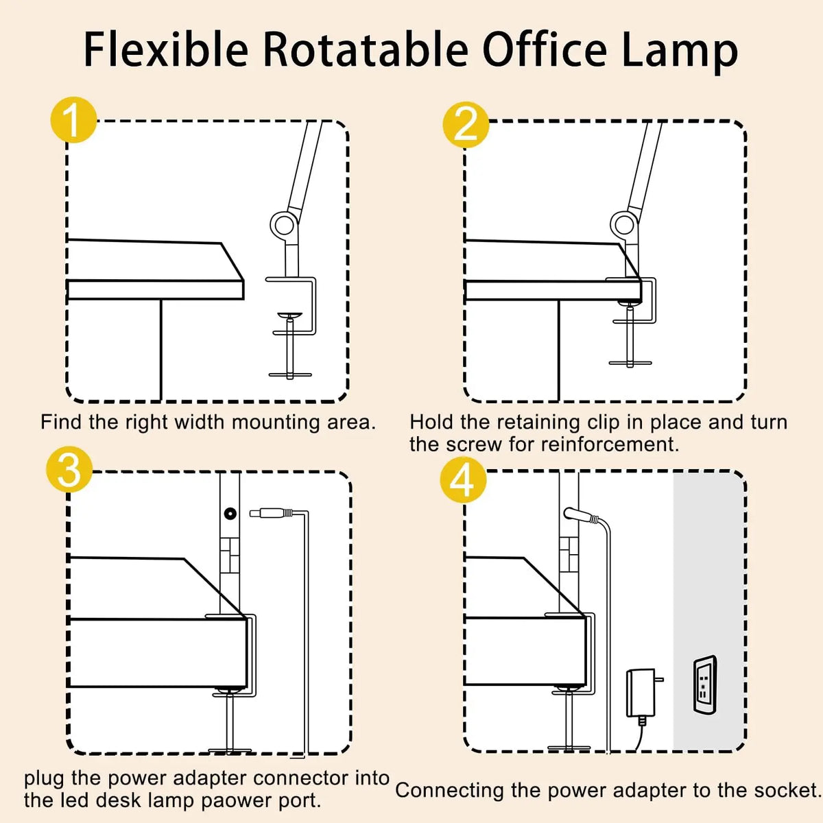 Modern Clamp Led Desk Lamp With Adjustable Swing Arm