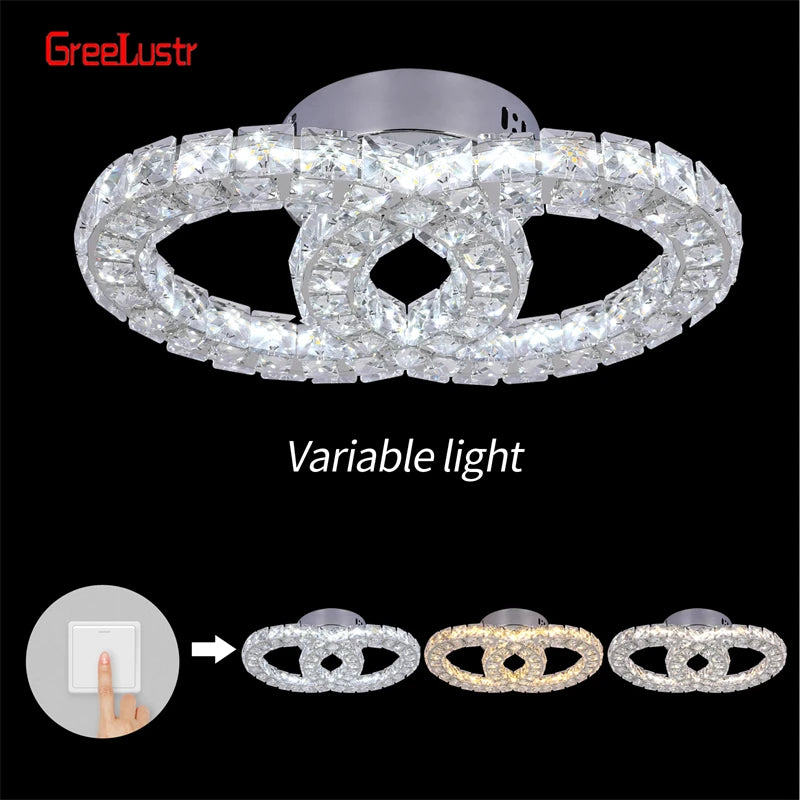 GreeLustr Modern Square Crystal LED Ceiling Light
