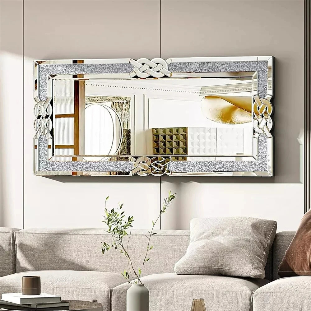 Framed Diamond Crush Wall Mirror For Home Decor