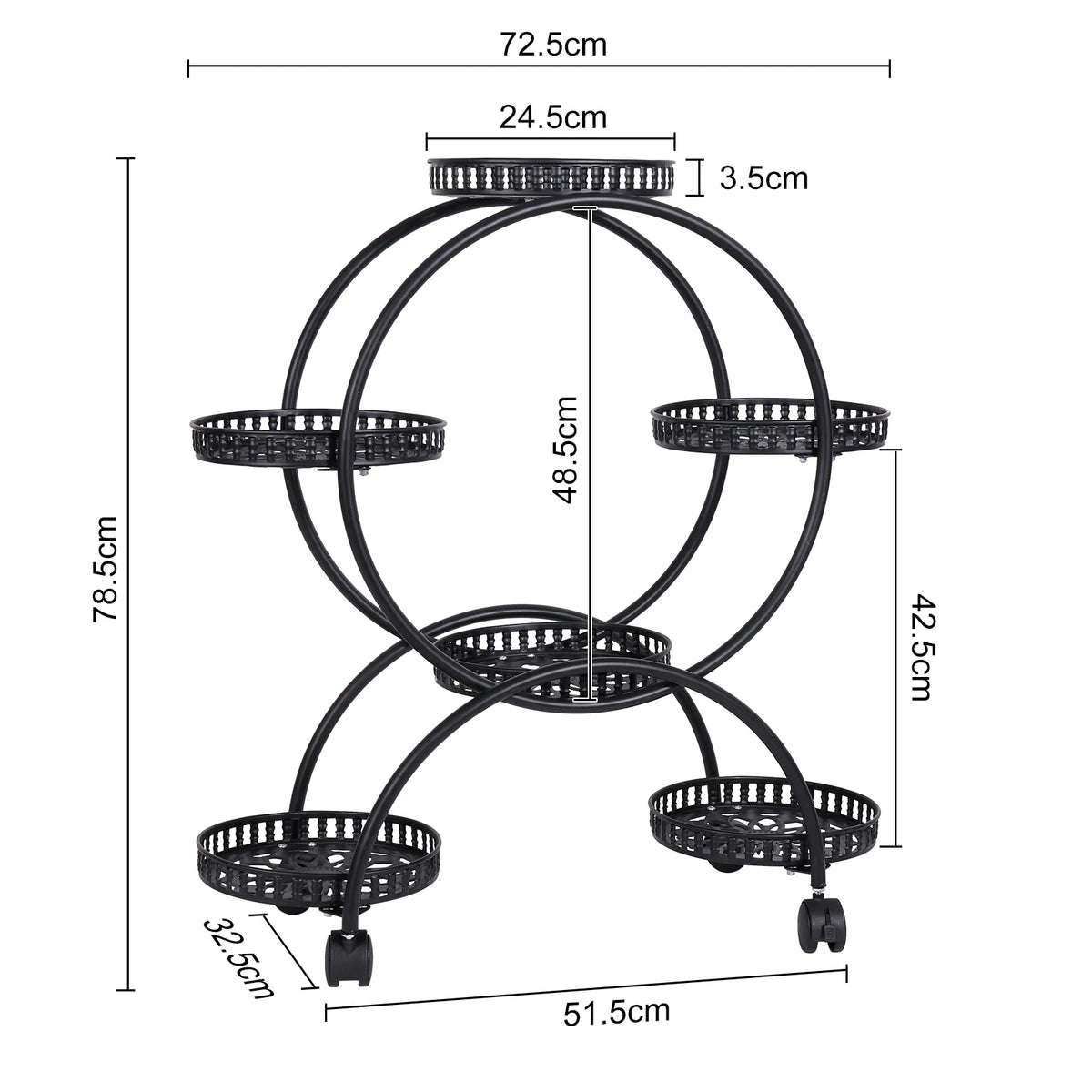 Rolling Metal Plant Stand With Multi Tier Display Shelves