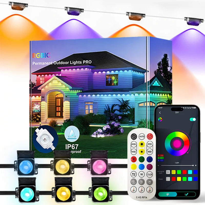 MIMIRGB Smart Outdoor LED String Lights With App Control