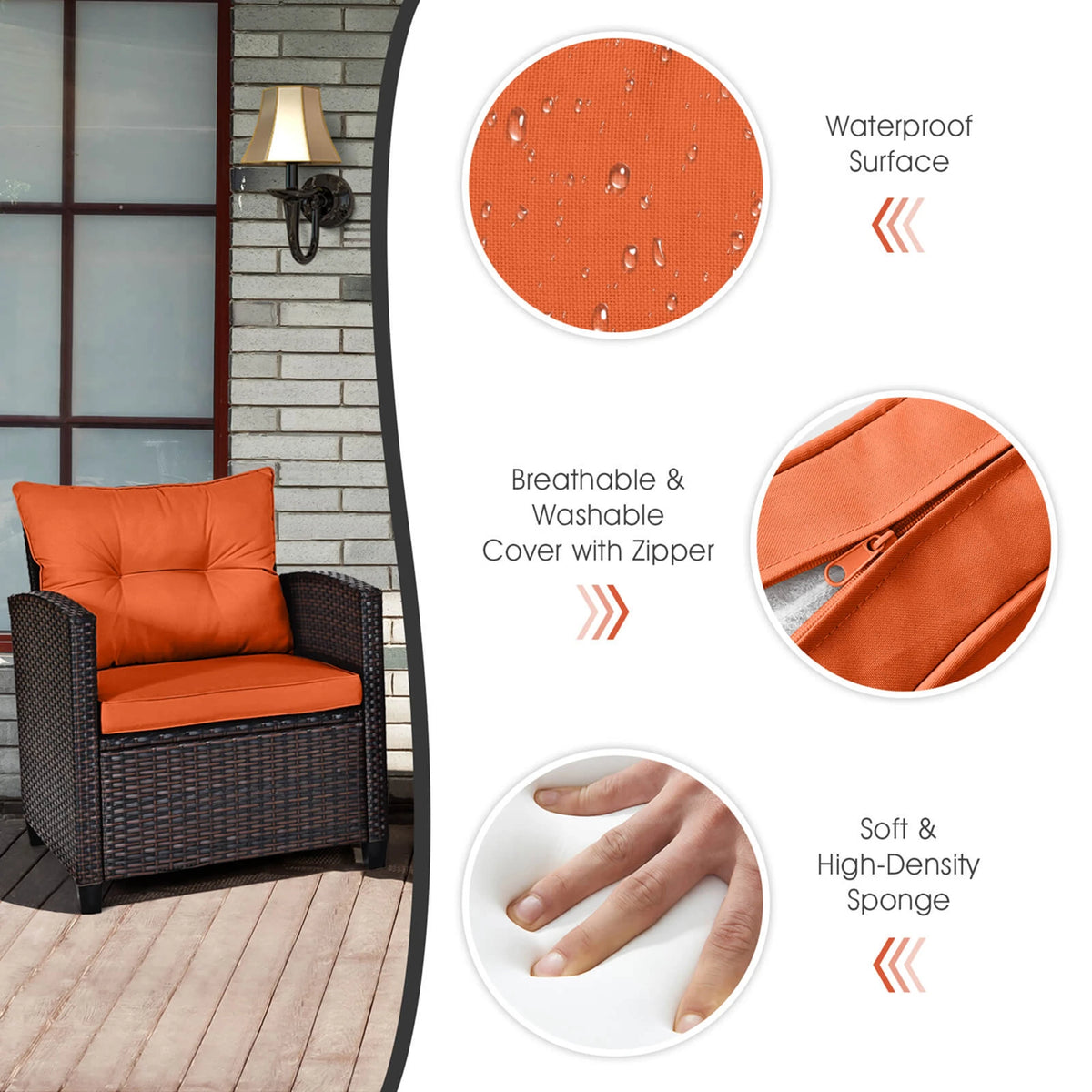 Homasis Patio Rattan Conversation Set With Cushioned Sofa