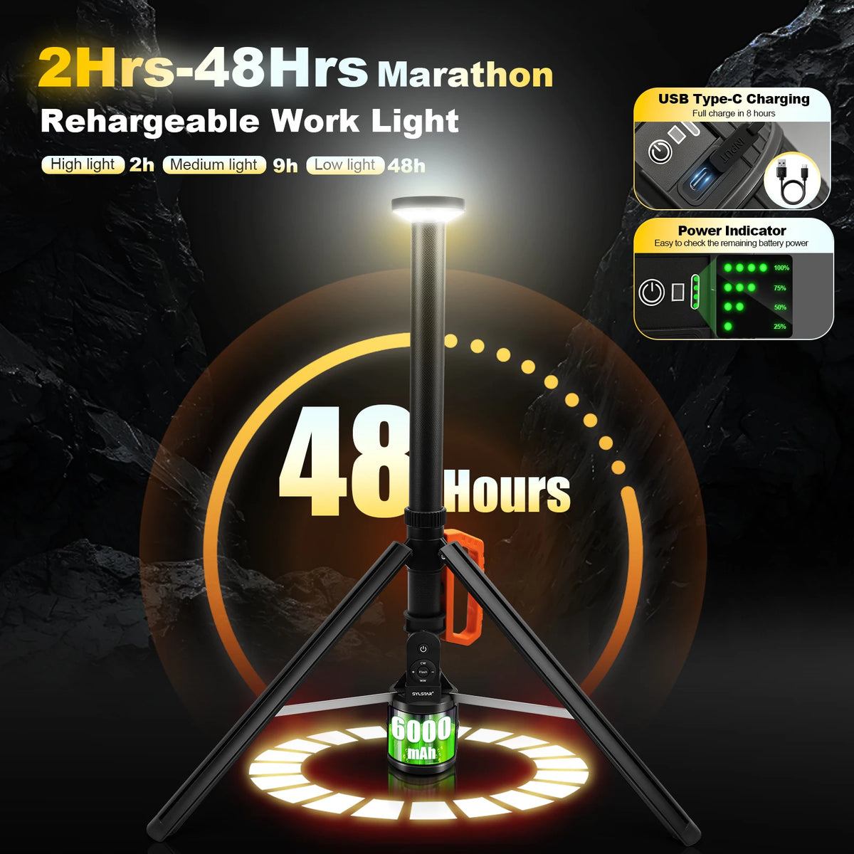 Portable Rechargeable Work Light With Remote Control