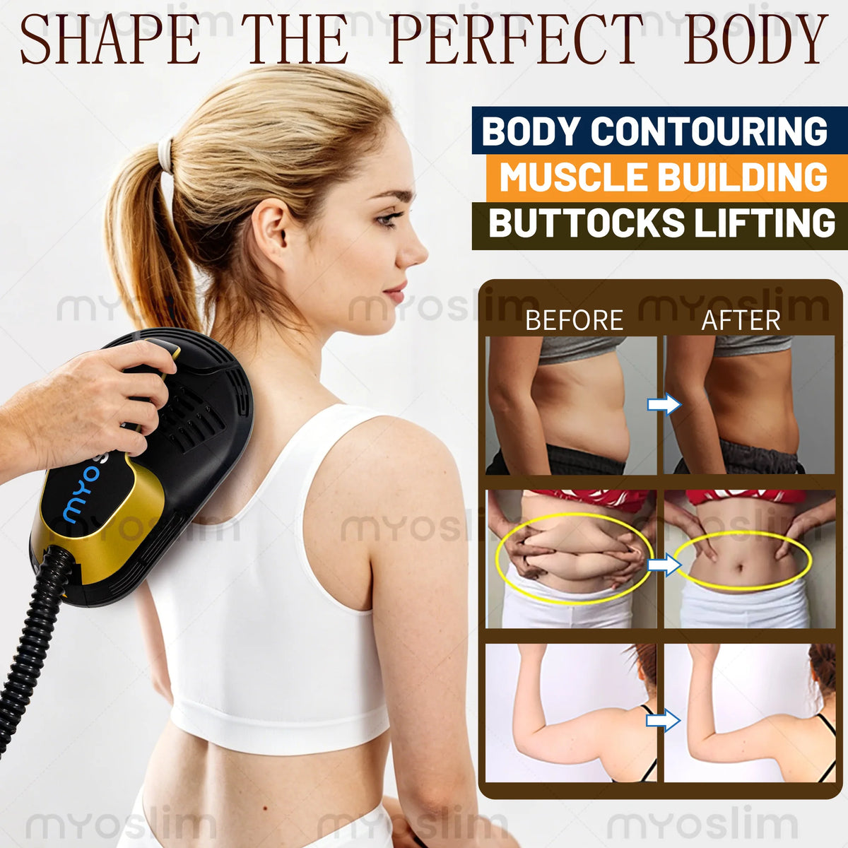 EMS Body Sculpting MYOslim Machine 6500W Sculpt Muscle Stimulation Abdominal Lift Hips Pad Fat Slimming Weight Loss Equipment