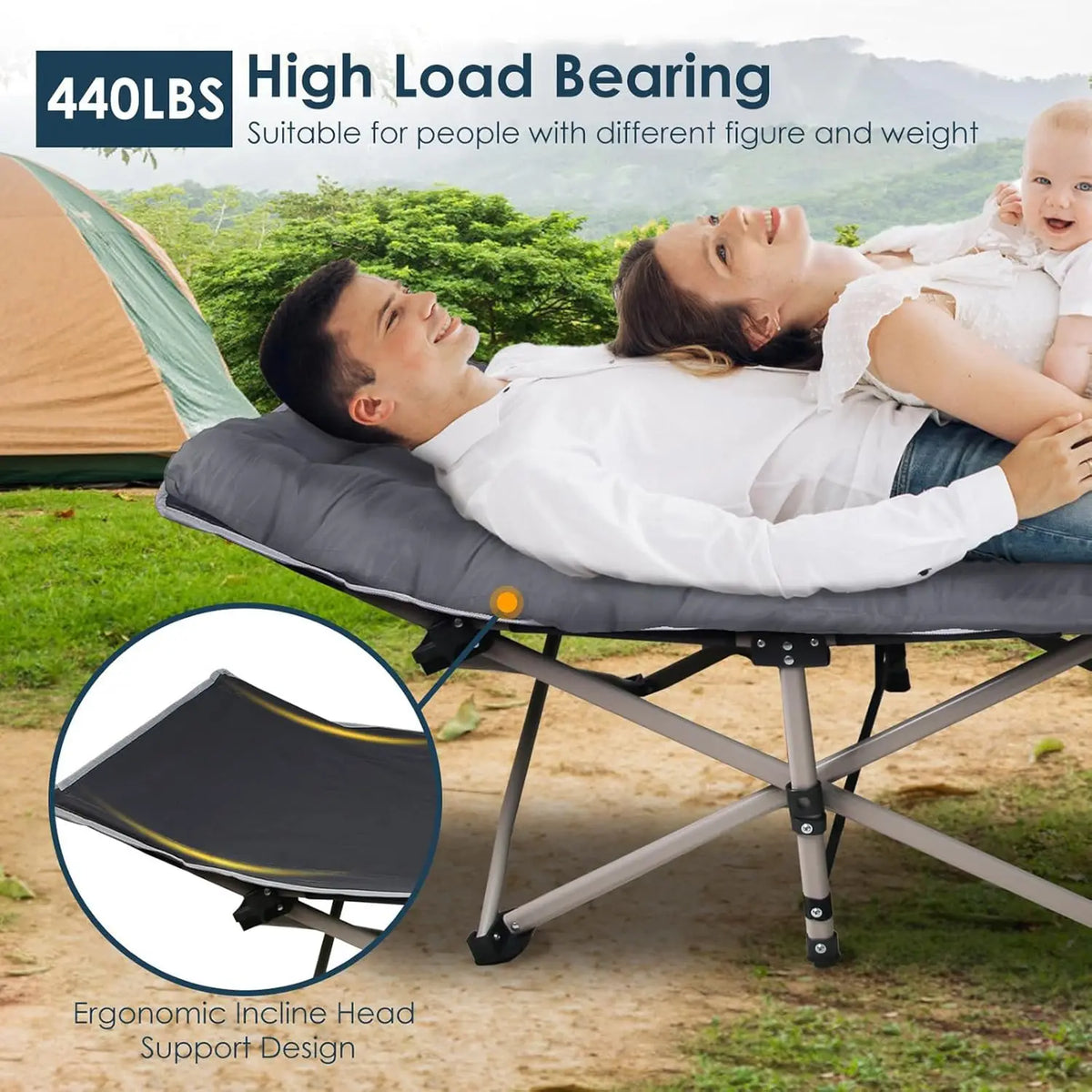 Foldable Metal Garden Lounge Chair With Pearl Foam Mattress