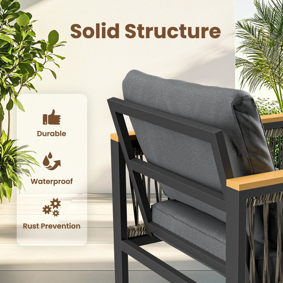 All Weather Plastic Wood Outdoor Patio Furniture Set