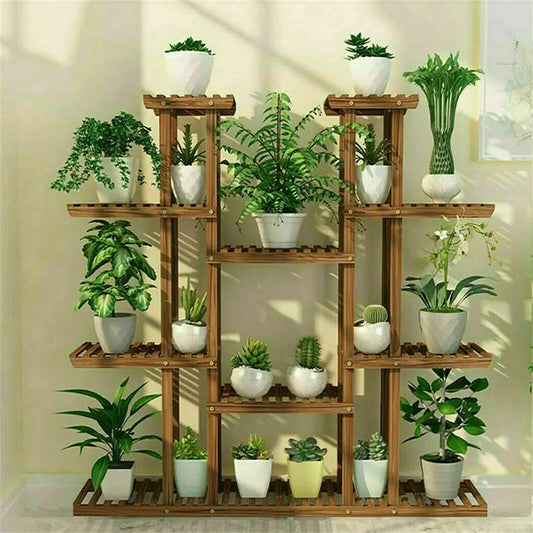 BINGOPAW Wood Multi Tier Plant Stand For Home And Garden