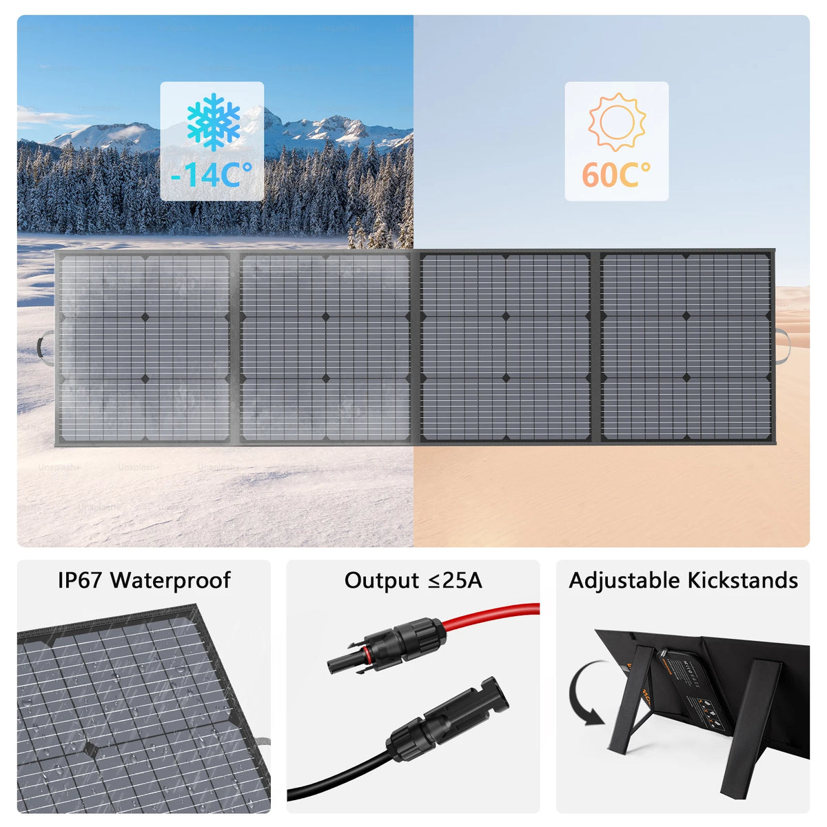 MHPOWOS 220W Foldable Monocrystalline Solar Panel