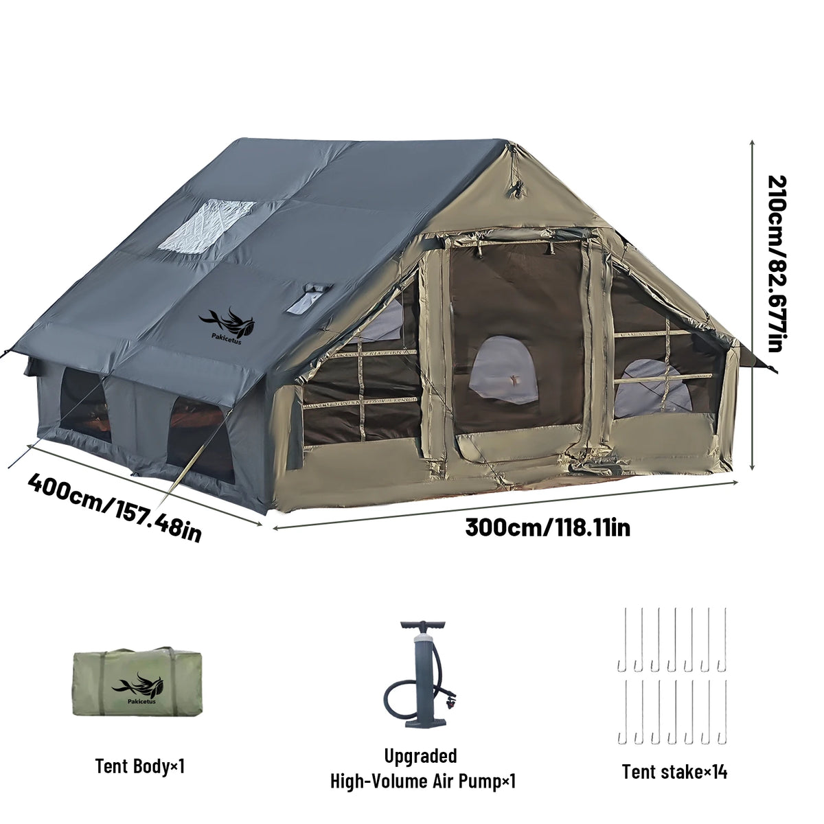 PAKICETUS Inflatable Camping Tent With Skylight and Air Pump