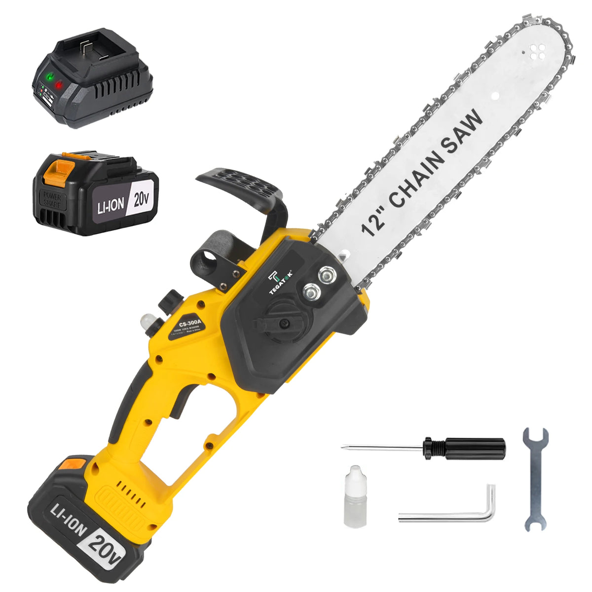 Tegatok 20V Brushless Chainsaw with Two Batteries
