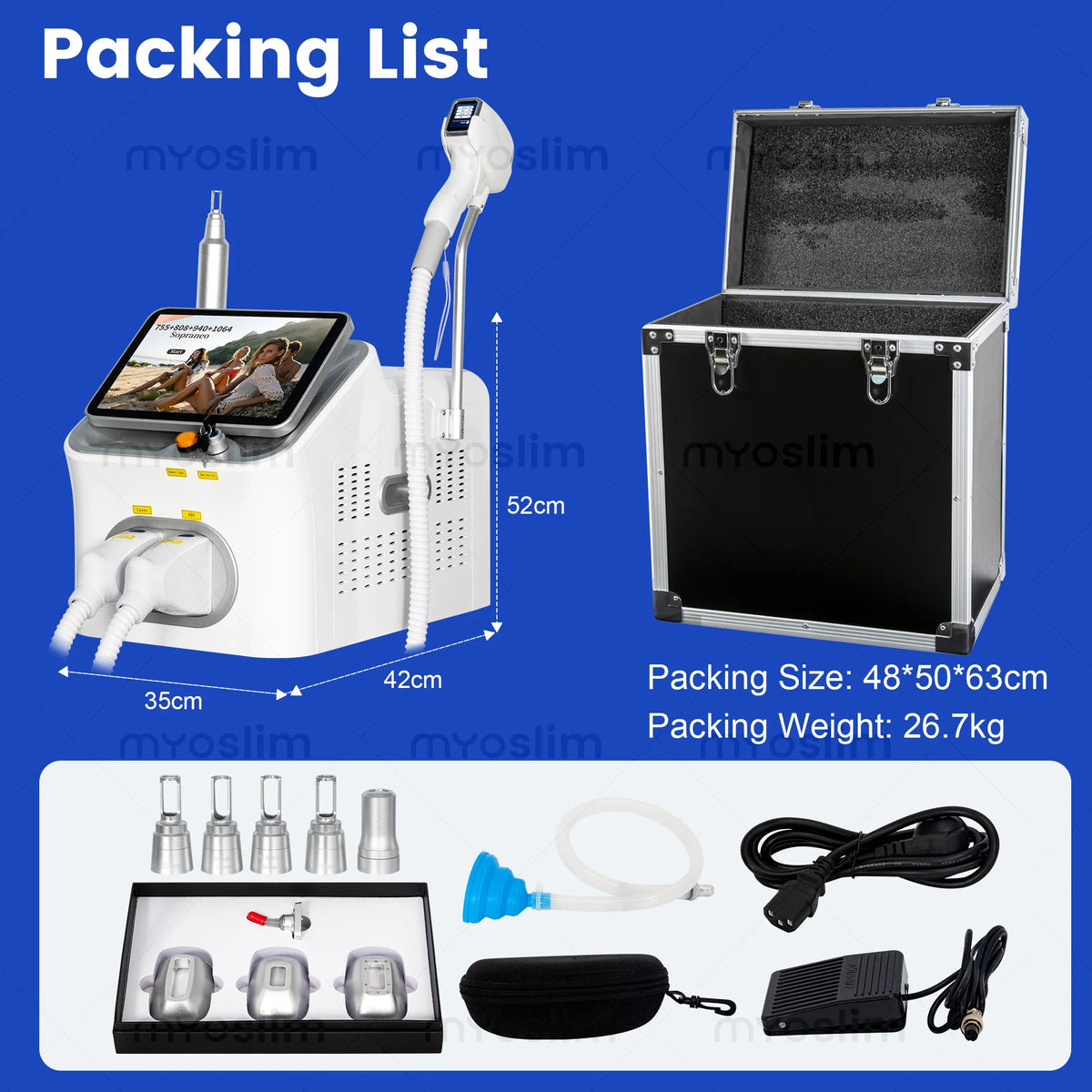 Myoslim Sapphire Diode Laser Hair Removal Machine
