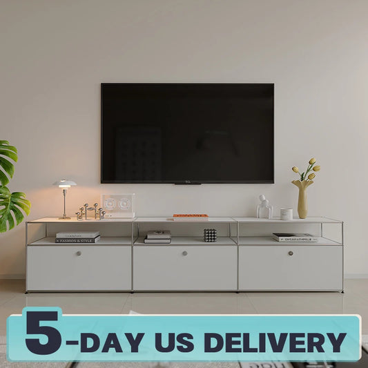 Bigcityfur Modern Metal TV Stand Cabinet