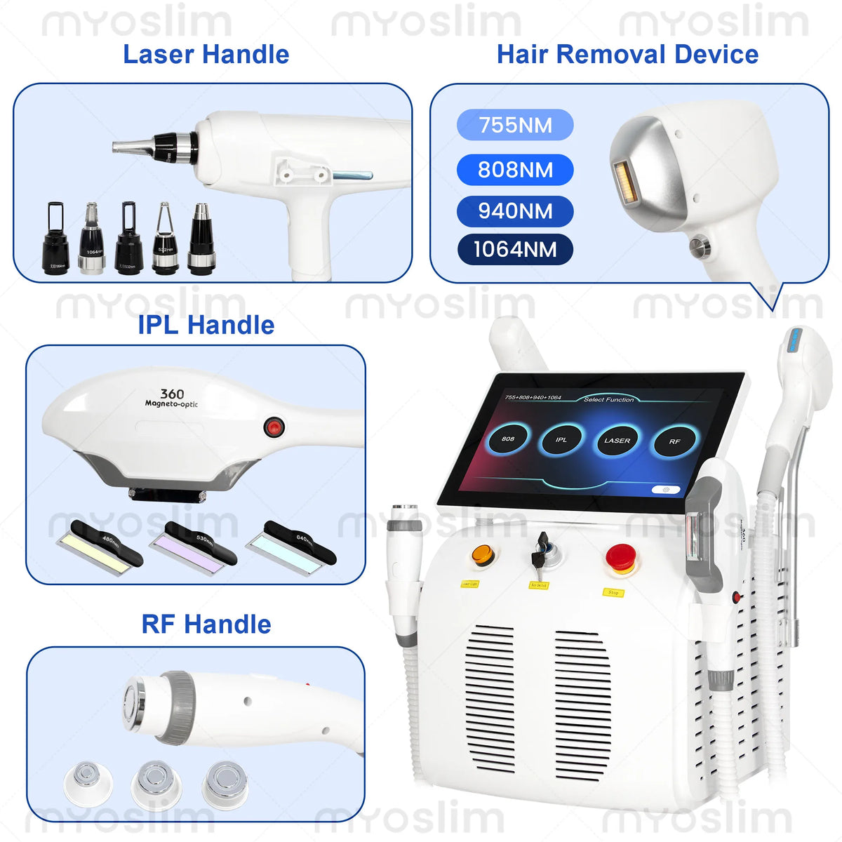 4-In-1 Soprano Titanium Hair Removal Professional Diode Pico Laser IPL Nd Yag Picosecond Opt Hair Removal Tattoo Removal