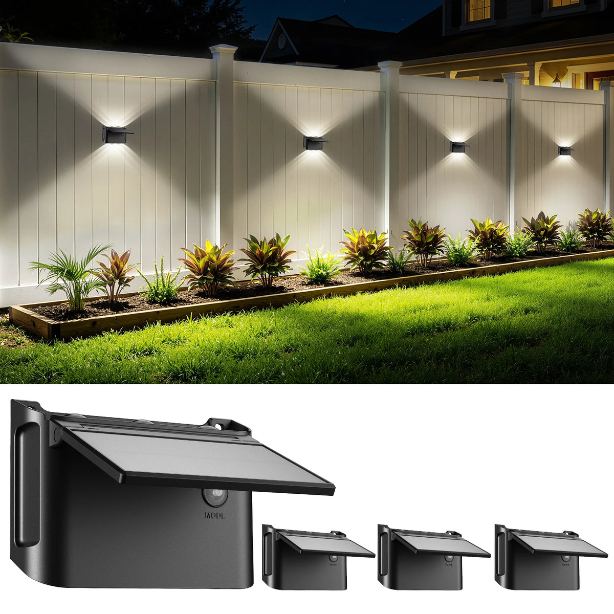 Intelamp Solar Wall Lights 2 Pack Outdoor