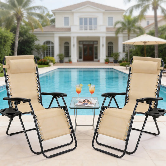 JHK Zero Gravity Outdoor Recliner Chair With Tray