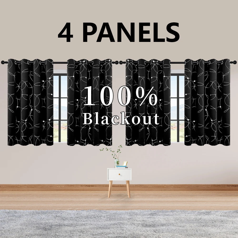 Four Panel Blackout Curtains Grommet Thermal Insulated