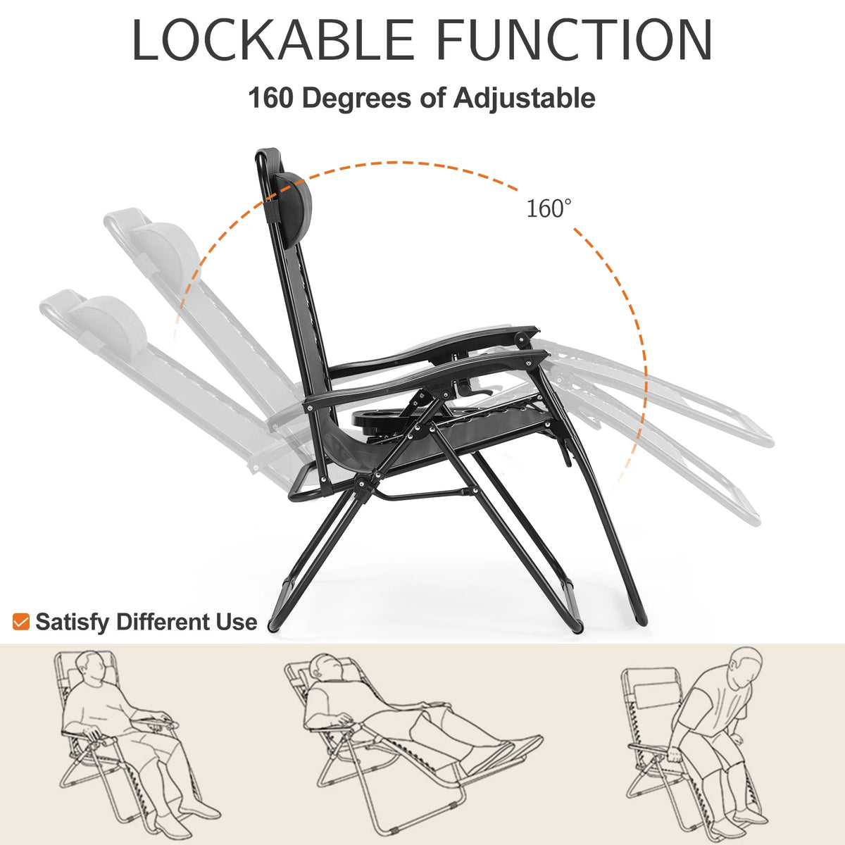 JHK Zero Gravity Portable Outdoor Lounge Chair