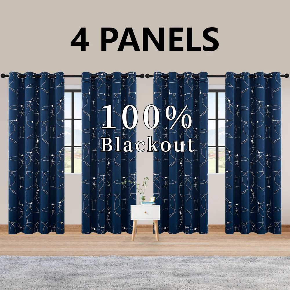 Four Panel Blackout Curtains Grommet Thermal Insulated
