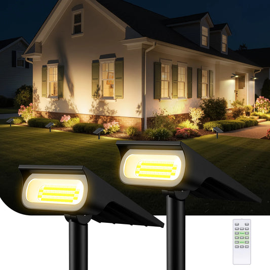 intelamp Long Battery Life 4000mah 2 Pack Outdoor Solar Spotlights 3 Color Modes Lawn Tree Light For Landscape Pathway Patio