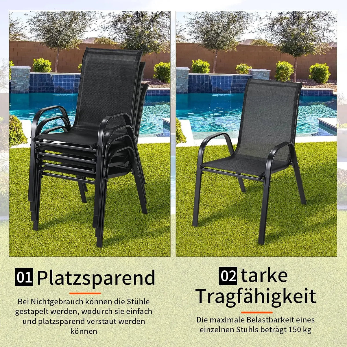 Steel Frame Teslin Fabric Folding Garden Chairs
