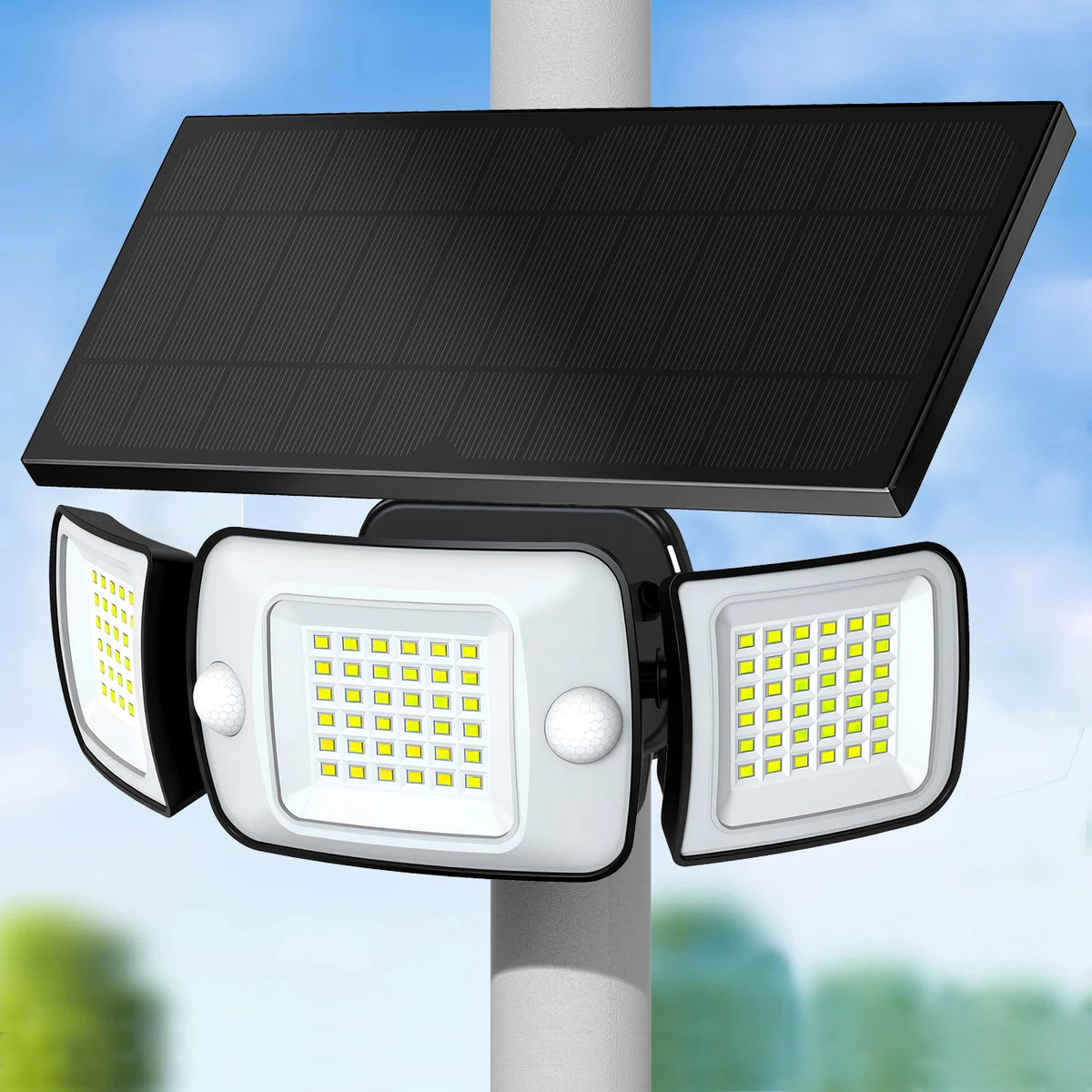Intelamp Outdoor Solar Flood Light With Motion Sensors
