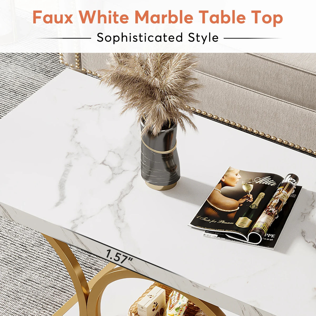 Tribesigns Modern Rectangle Wooden Coffee Table