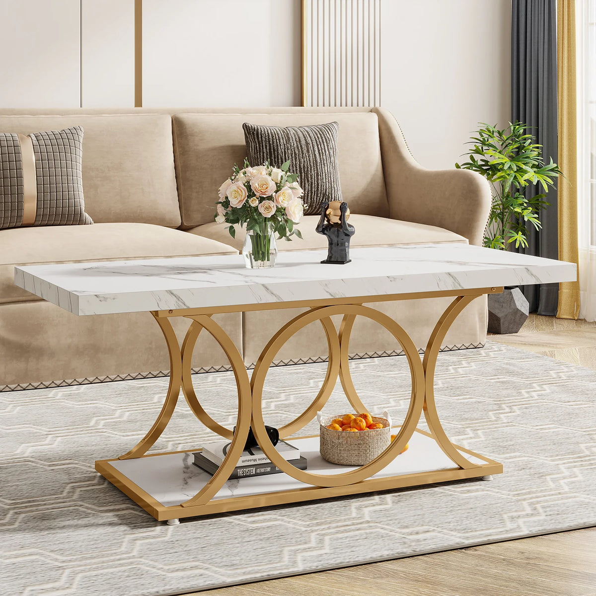 Tribesigns Modern Rectangle Wooden Coffee Table