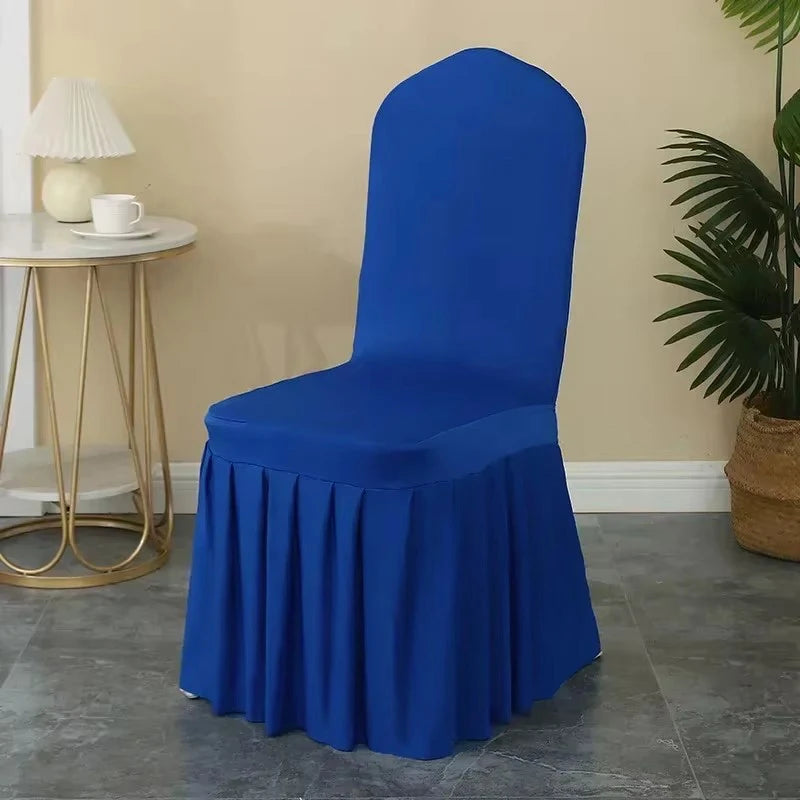 50/100pcs Pleated Skirt Spandex Chair Cover Hotel Banquet Party Events Wedding Decoration Dining Room Seat Protector Covers