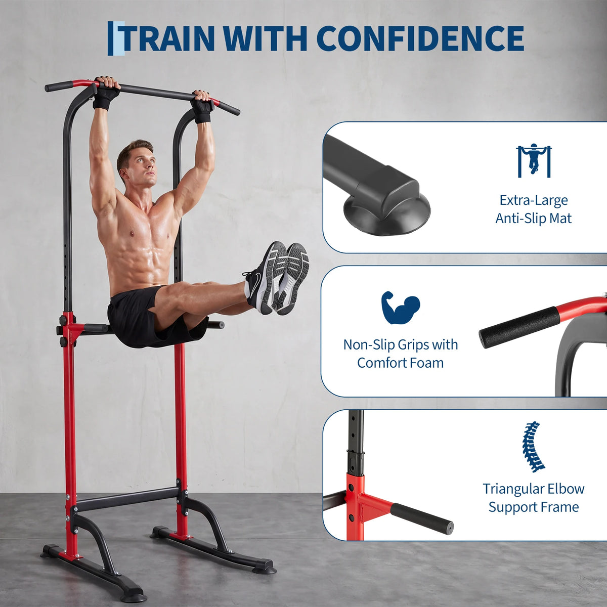Heavy Duty Power Tower With Adjustable Dip Station
