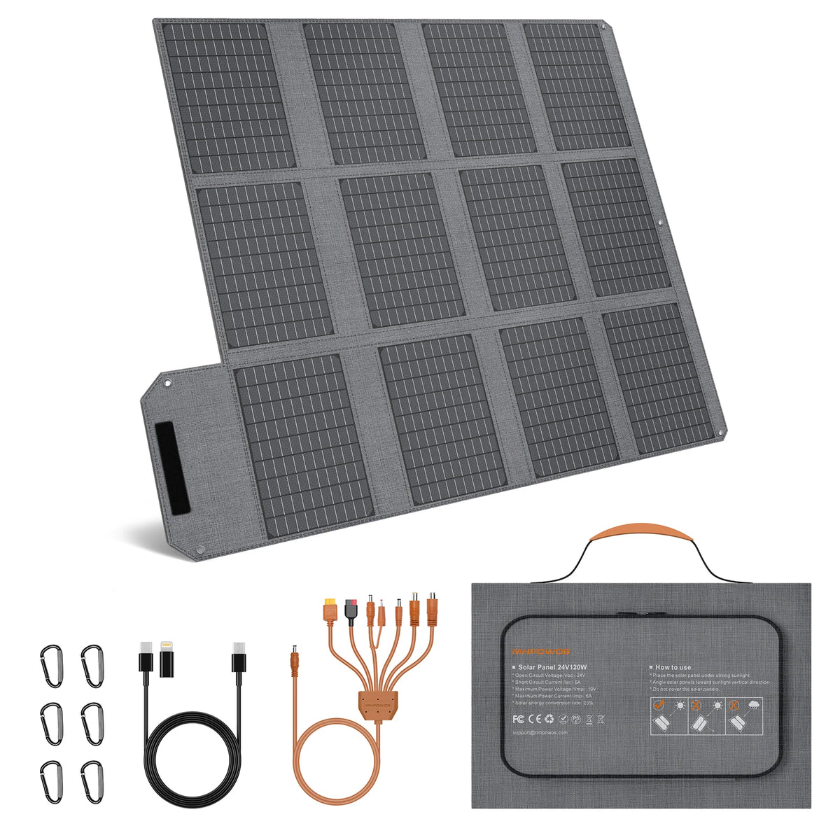 MHPOWOS 120W Foldable Solar Panel Portable Charger