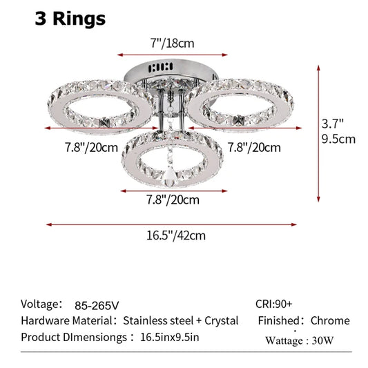 GreeLustr Led Crystal Ring Ceiling Light