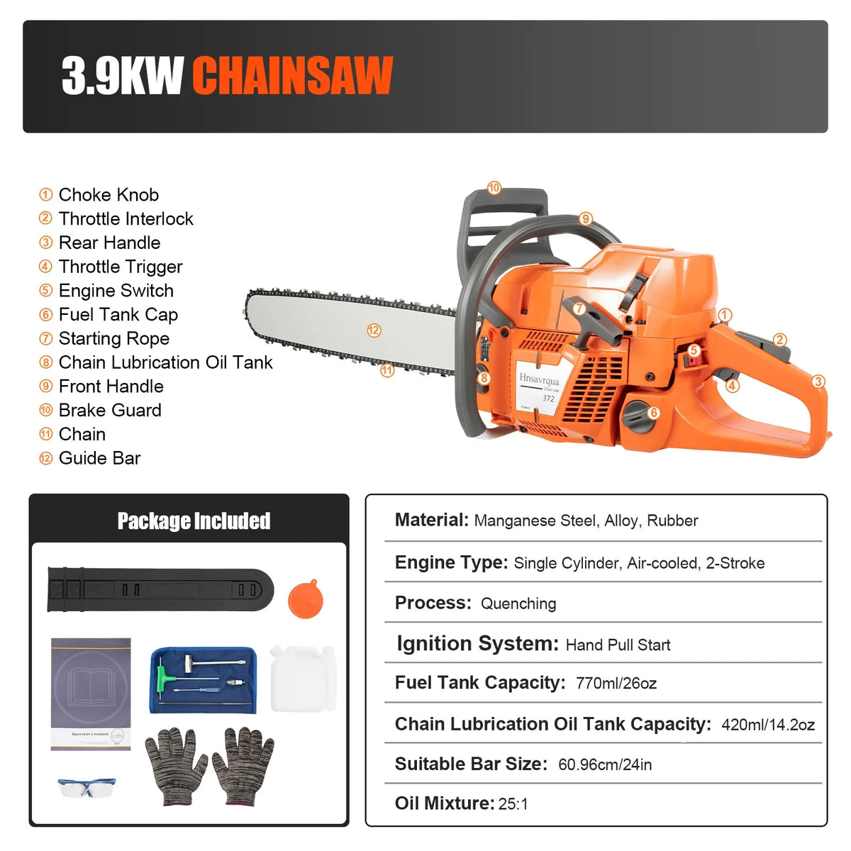 Cheuraivee Gas Powered Chainsaw For Outdoor Use