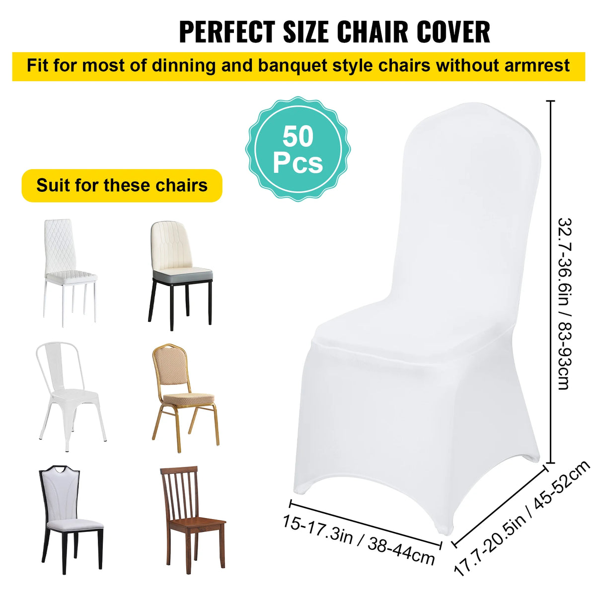 SucceBuy 50 100Pcs Wedding Chair Covers Spandex Slipcover for Restaurant Banquet Hotel Dining Party Universal Chair Cover