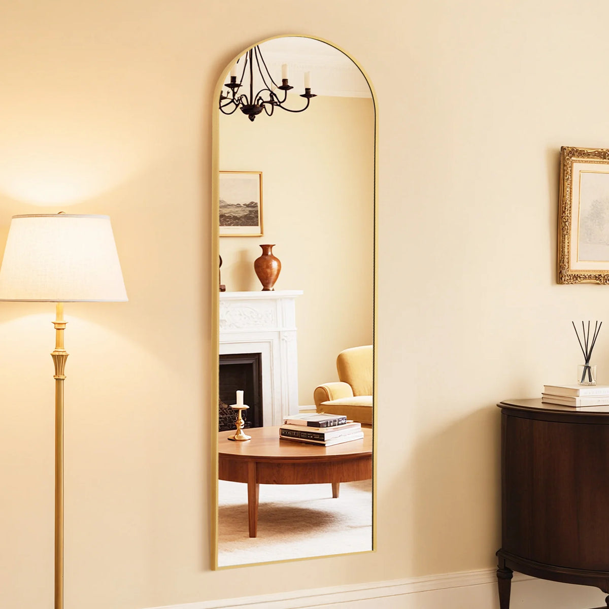 JHK Full Length Mirror with Stand Tempered Glass Aluminum Frame Hanging or Leaning Full Body Floor Mirror Standing or Wall Mount Modern Home Decor