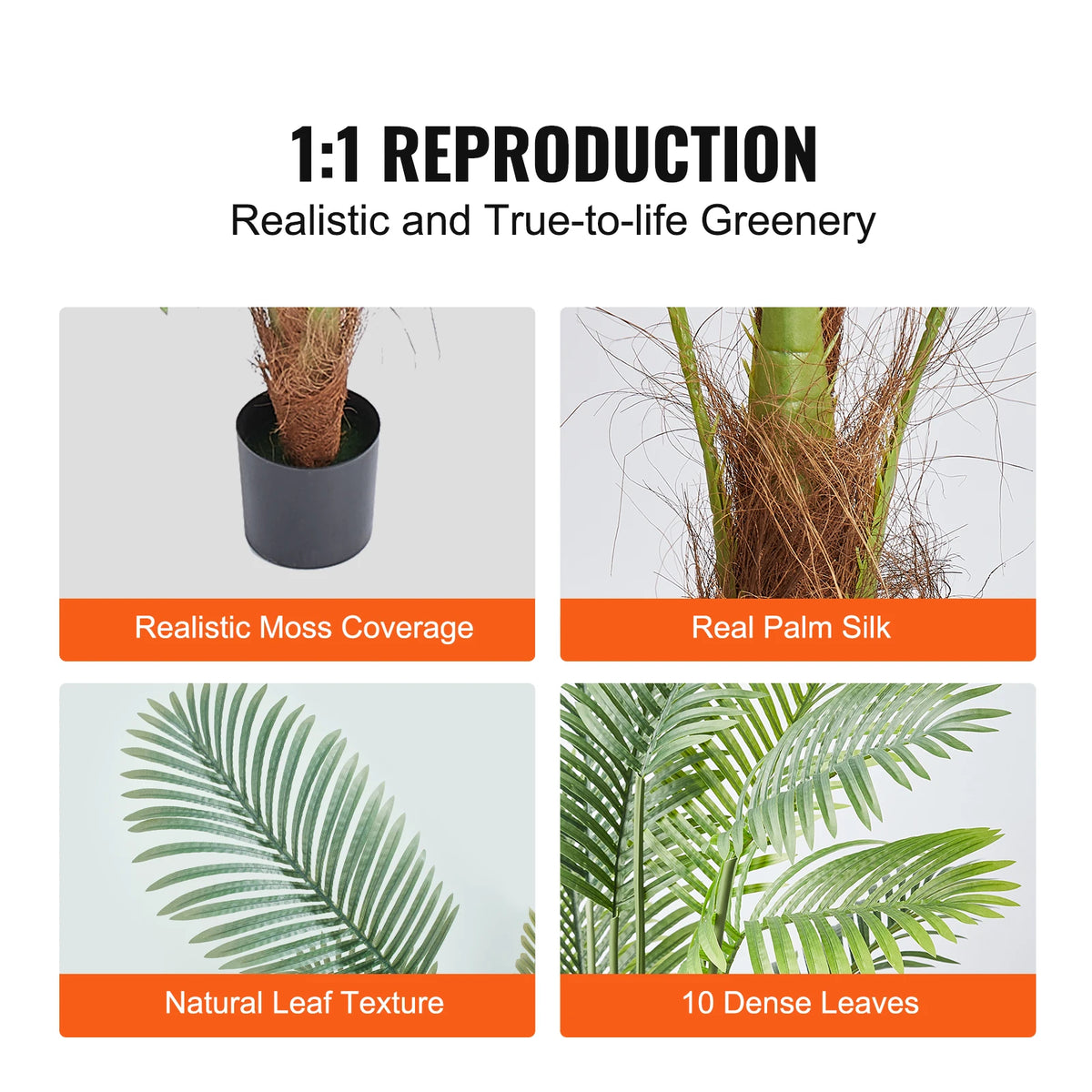 SucceBuy Artificial Palm Tree 4/5/6 FT Tall Faux Plant Secure PE Material & Anti-Tip Tilt Protection Low-Maintenance Plant
