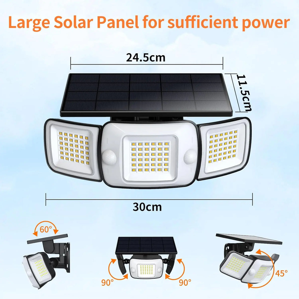 Intelamp Outdoor Solar Flood Light With Motion Sensors