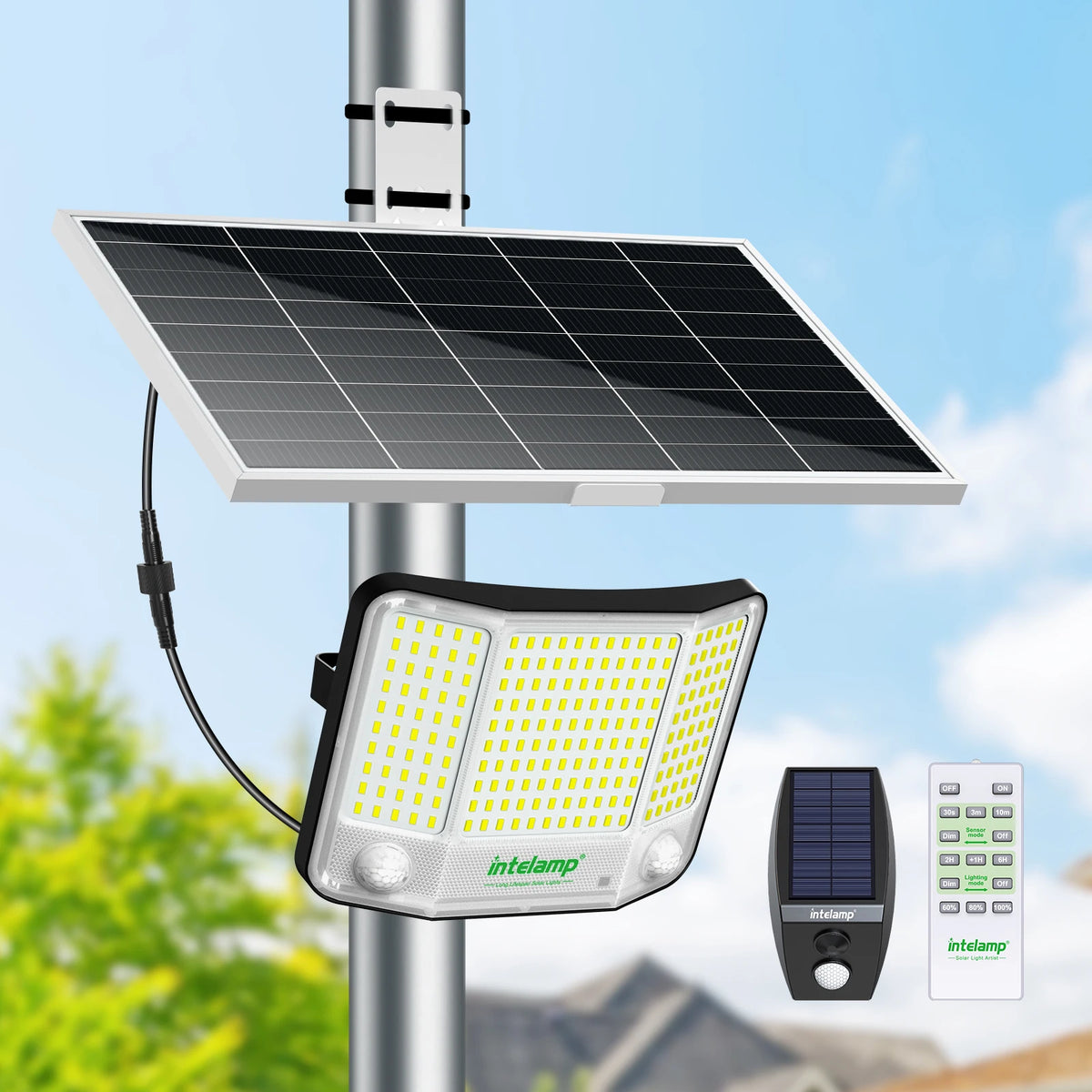 Intelamp Solar Outdoor Flood Light With Dual Sensors