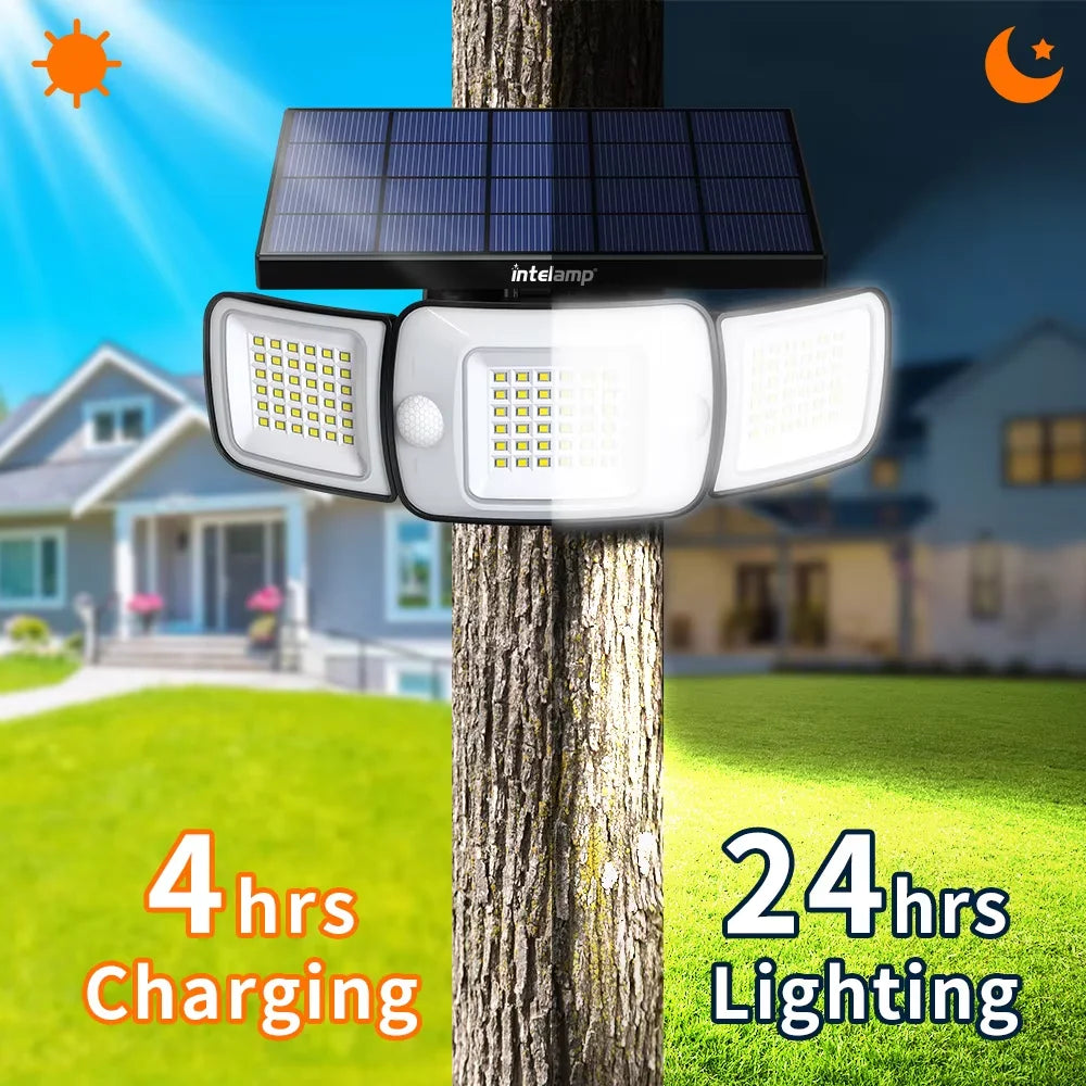 Intelamp Outdoor Solar Flood Light With Motion Sensors