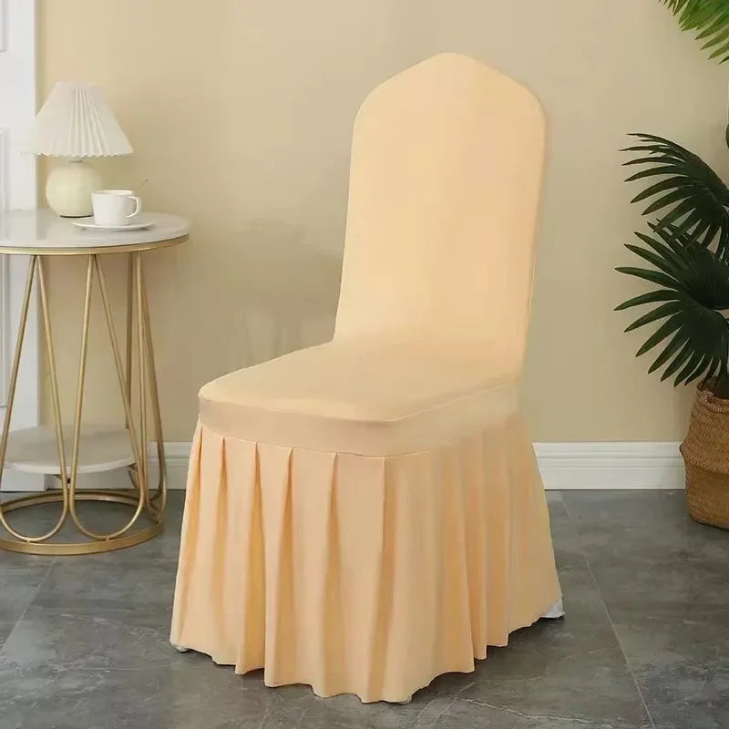 50/100pcs Pleated Skirt Spandex Chair Cover Hotel Banquet Party Events Wedding Decoration Dining Room Seat Protector Covers