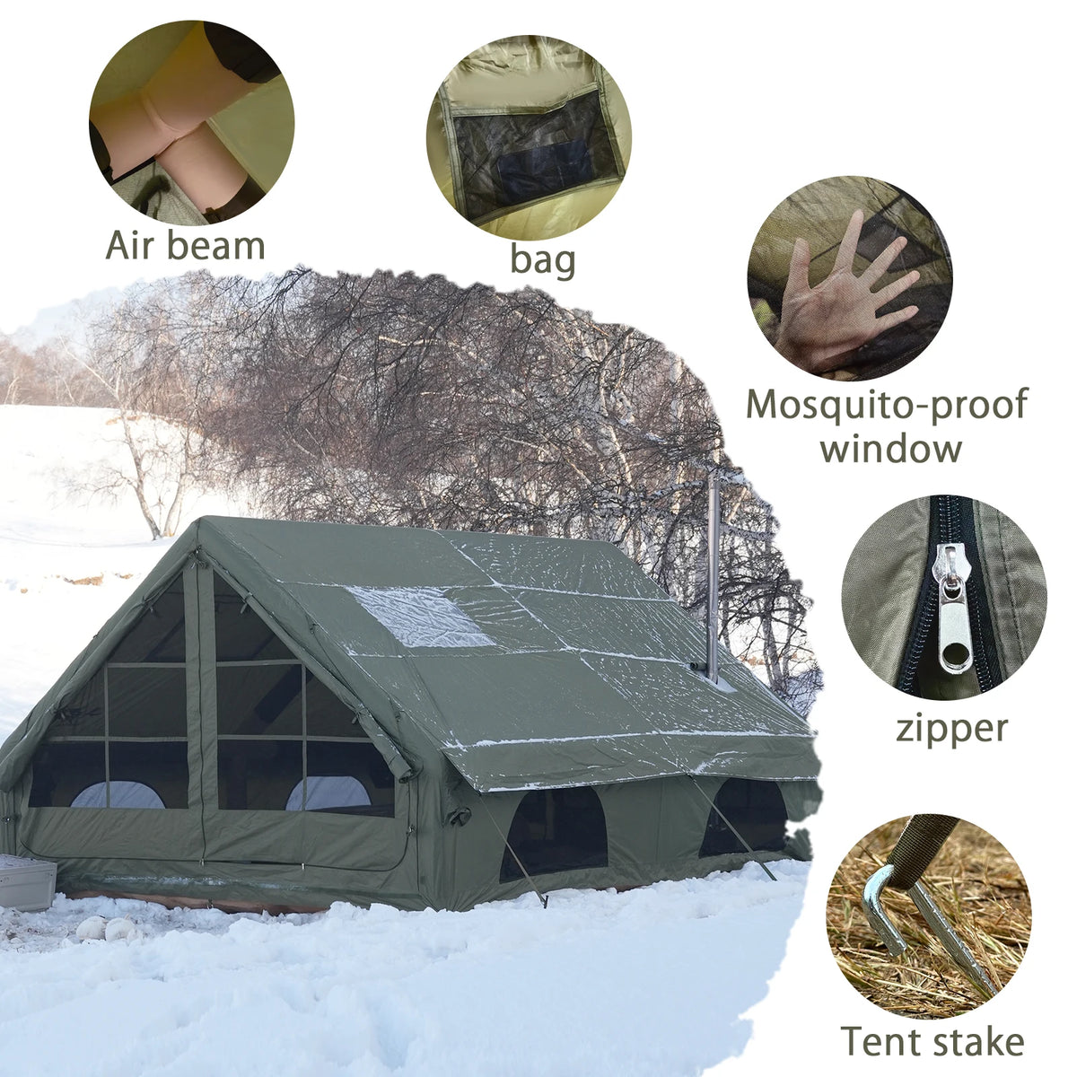PAKICETUS Inflatable Camping Tent With Skylight and Air Pump