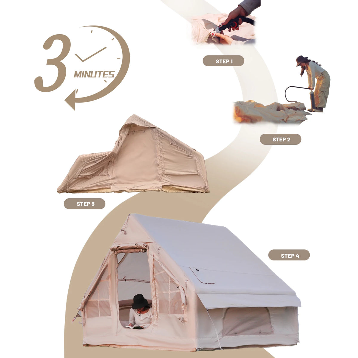 Pakicetus Waterproof Inflatable Camping Tent