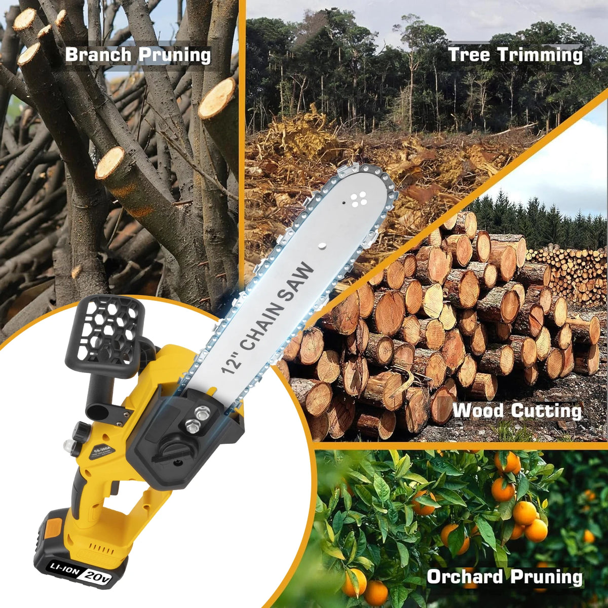 Tegatok 20V Brushless Chainsaw with Two Batteries