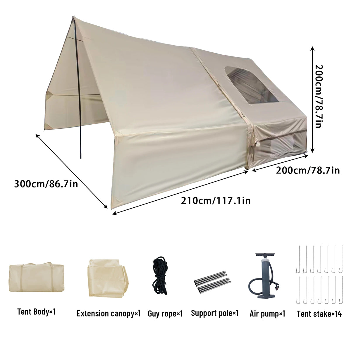 PAKICETUS Inflatable Camping Tent With Skylight and Air Pump