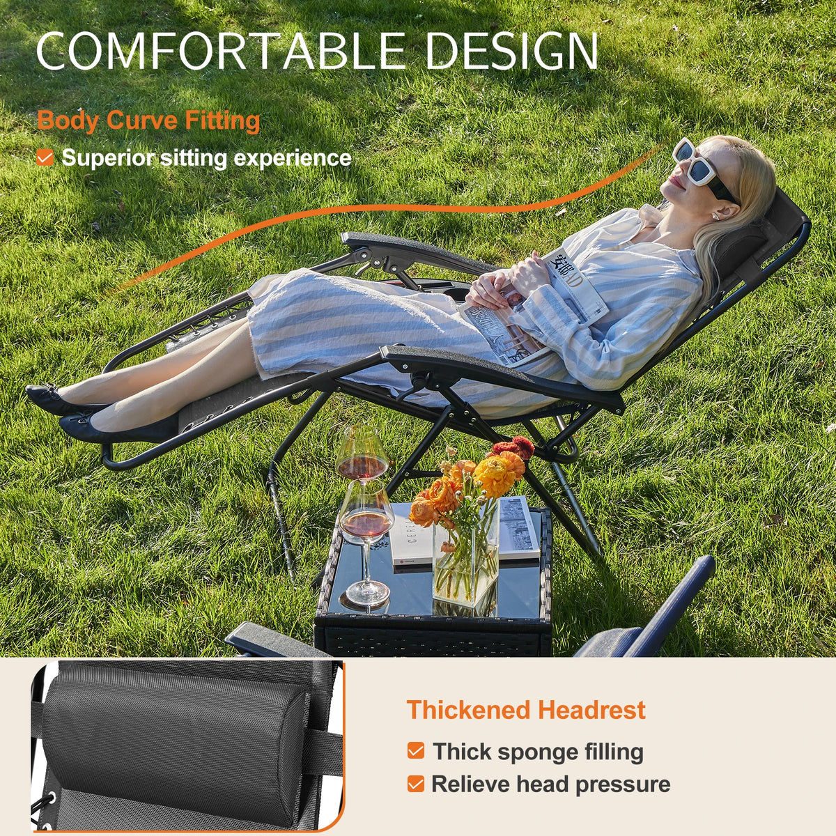 JHK Zero Gravity Portable Outdoor Lounge Chair