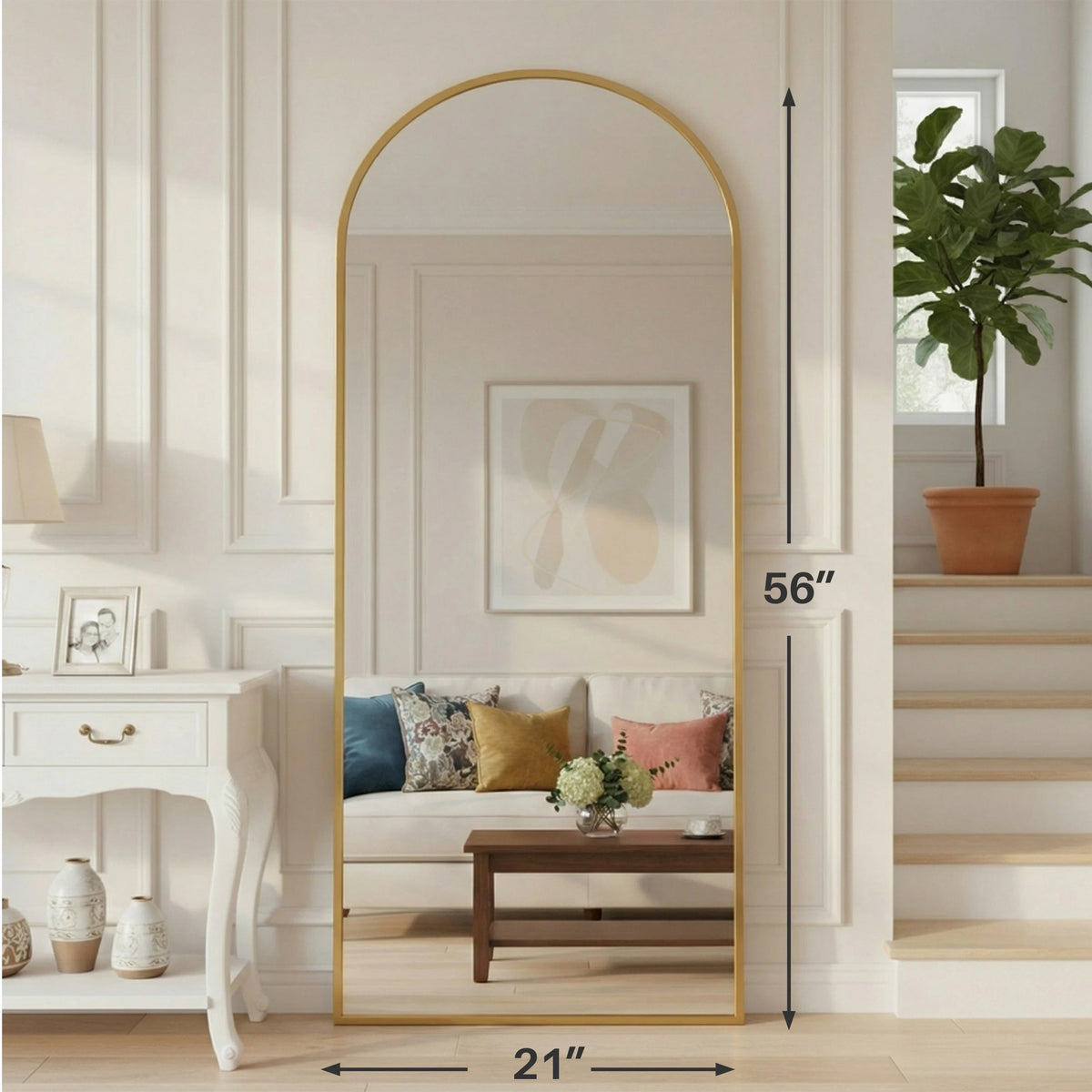 JHK Full Length Mirror with Stand Tempered Glass Aluminum Frame Hanging or Leaning Full Body Floor Mirror Standing or Wall Mount Modern Home Decor