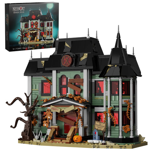 Horror Haunted House Building Blocks Set Neibolt Mansion Model Desktop Display Ornament Home Room Decoration Halloween Collectible Gift for Adult Hobbyists