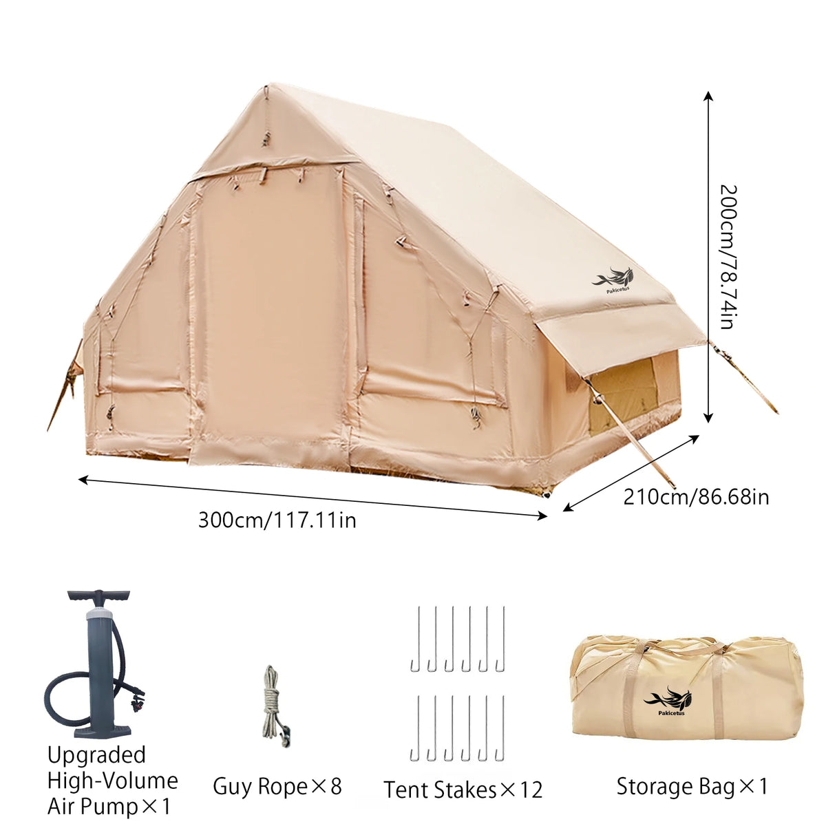 PAKICETUS Inflatable Camping Tent With Skylight and Air Pump
