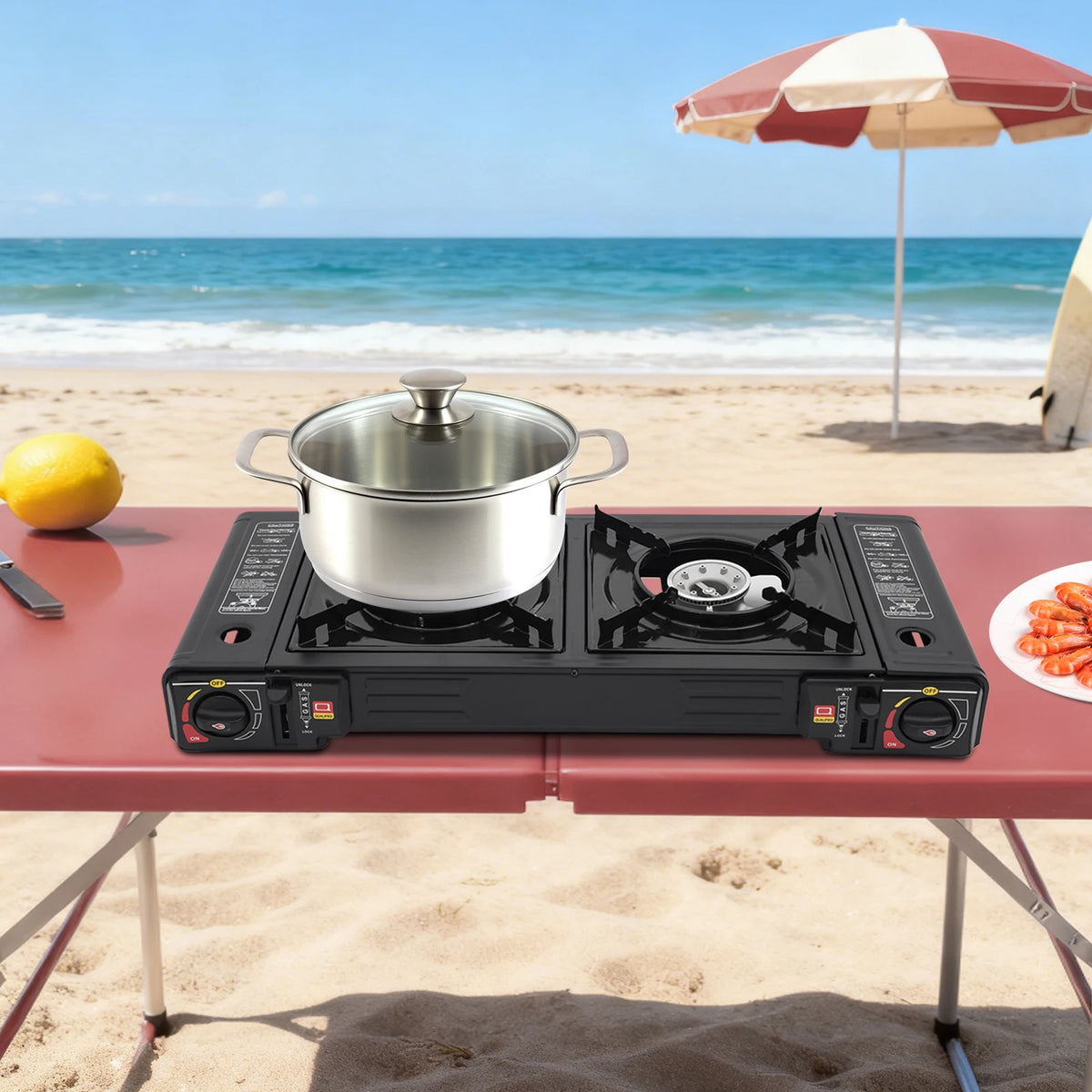 Dual Burner Portable Camping Stove With Storage Case