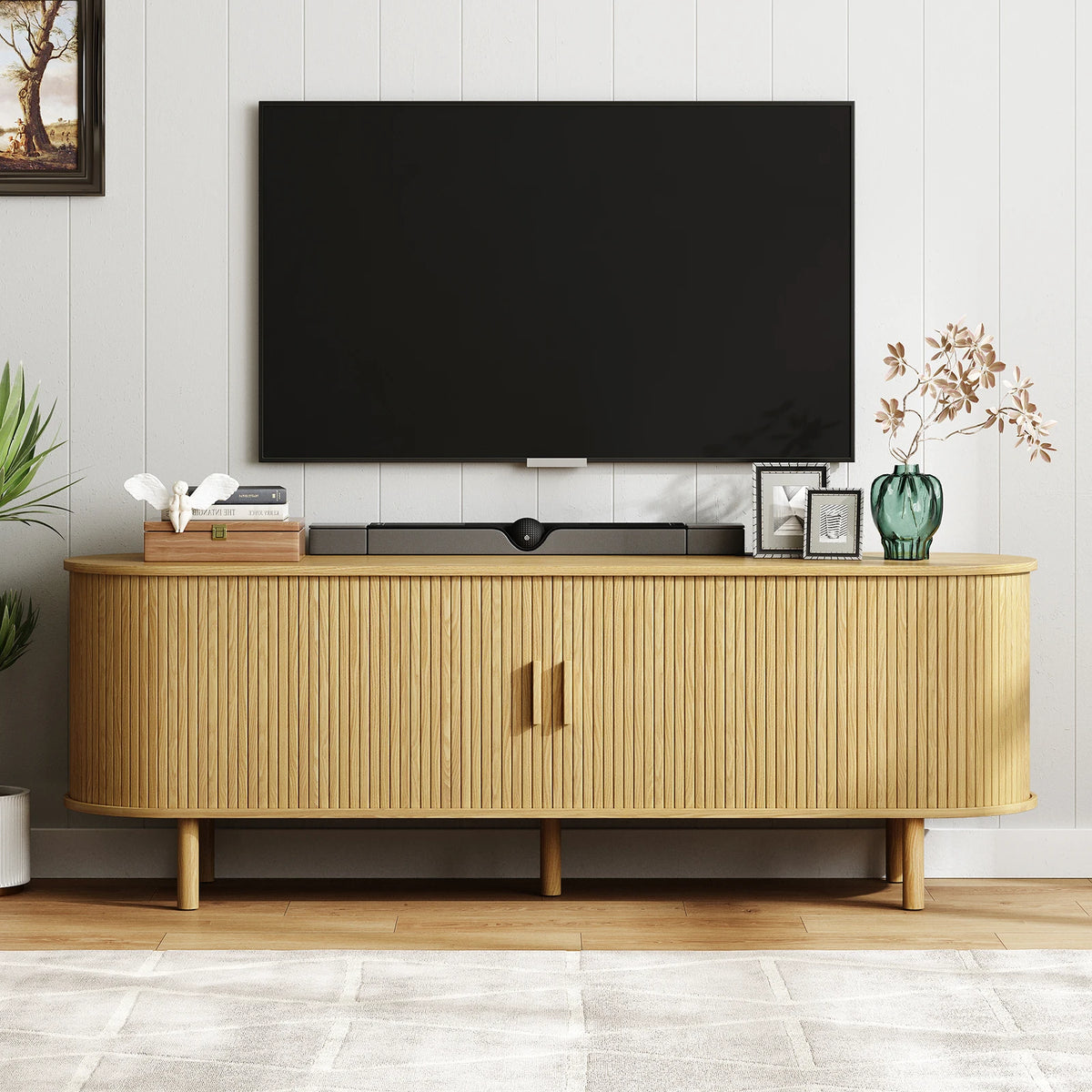 Onbrill Modern TV Stand With Storage And Power Outlet