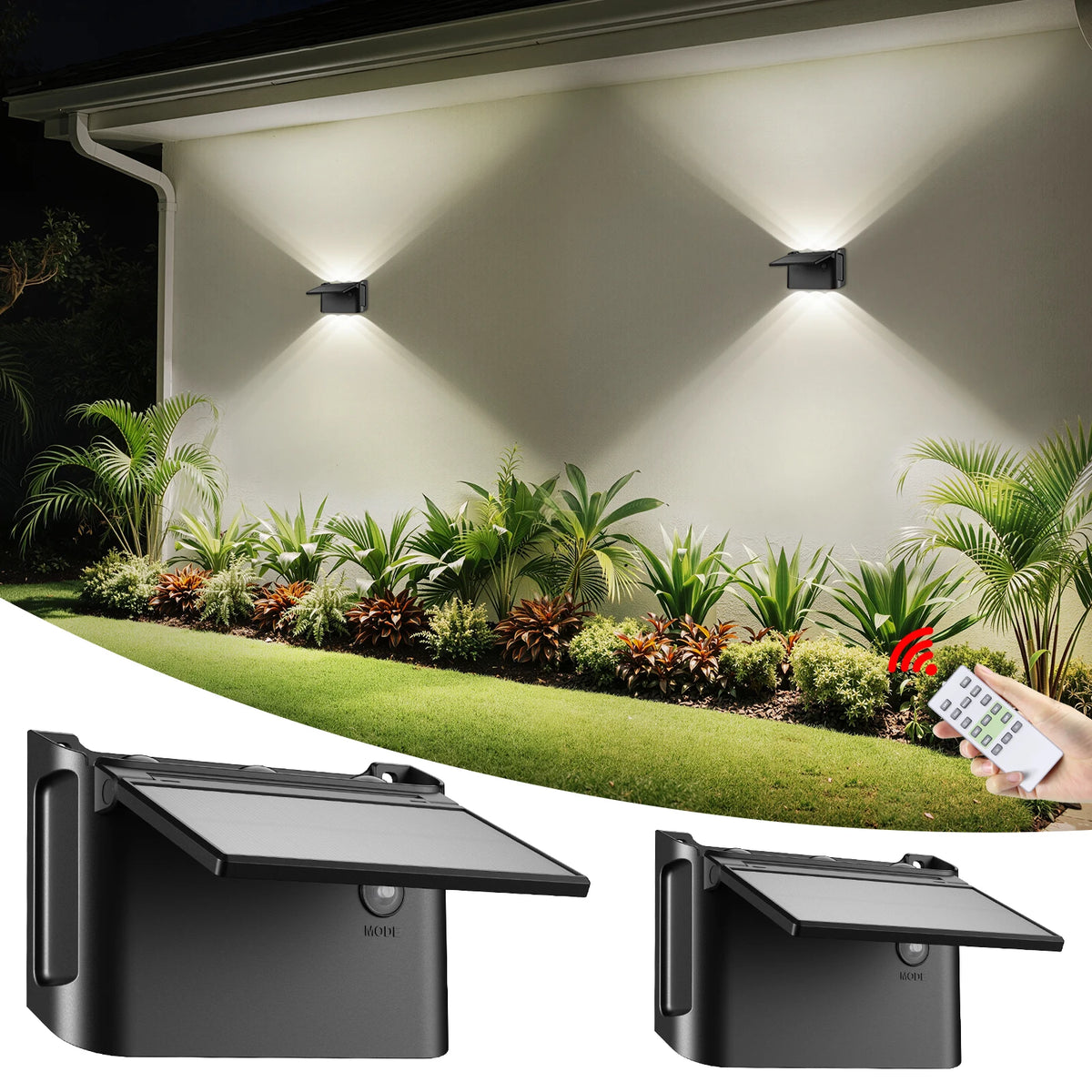 Intelamp Solar Wall Lights 2 Pack Outdoor